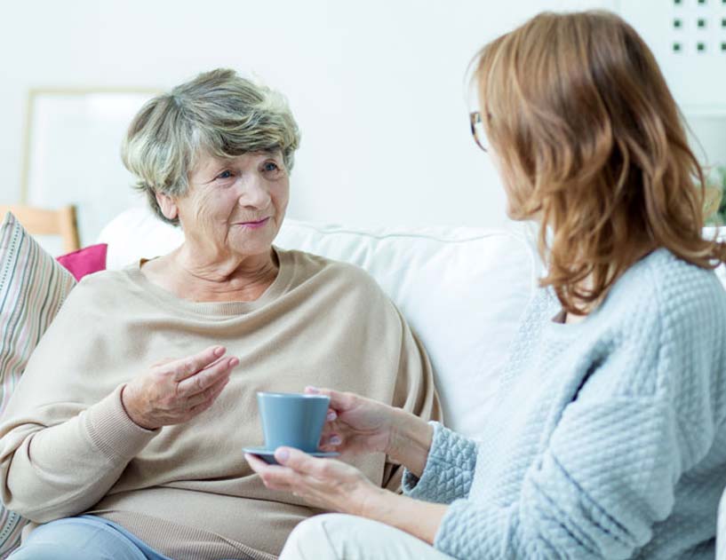 Two women drinking tea