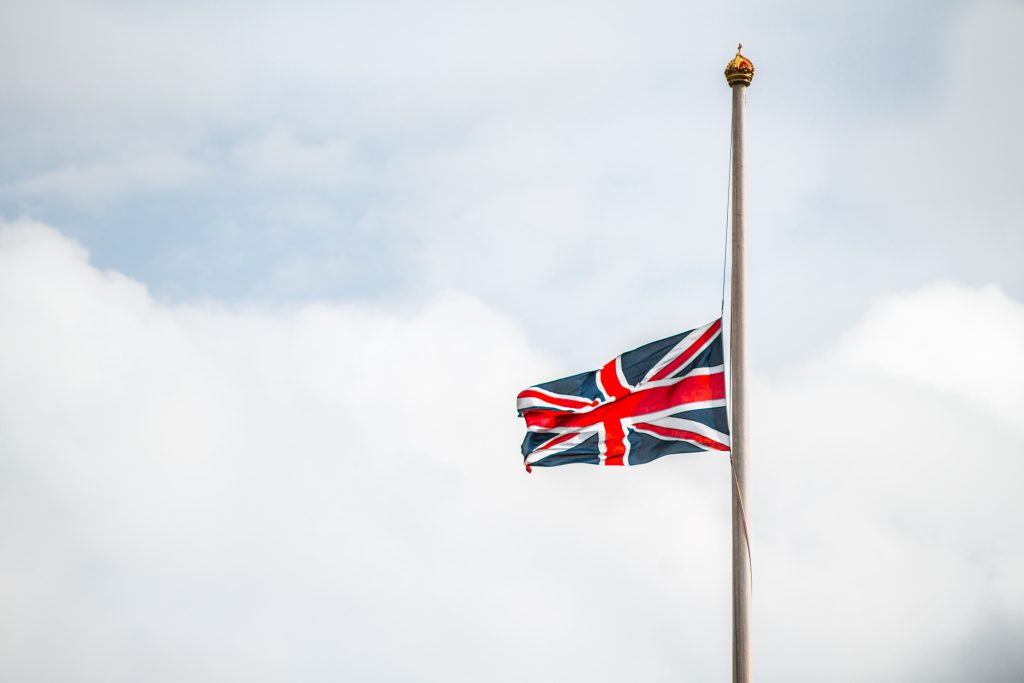 Union Jack at half-mast