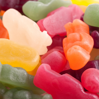 A close up of jelly babies