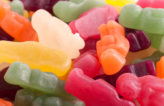 A close up of jelly babies
