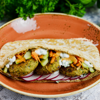 Stoma-friendly Falafel & Pitta Burger