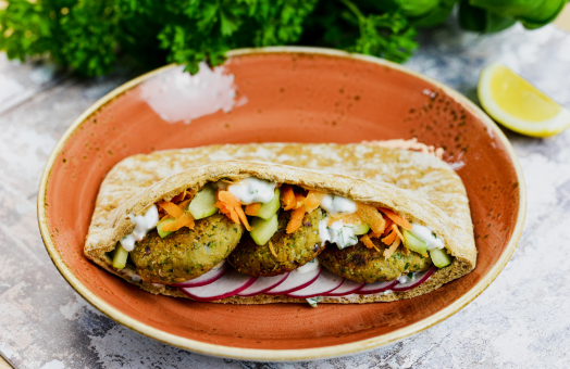 Stoma-friendly Falafel & Pitta Burger